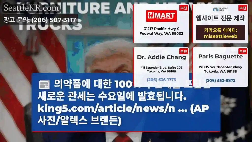 의약품에 대한 100% 수입세를 포함한 새로운 관세는 수요일에