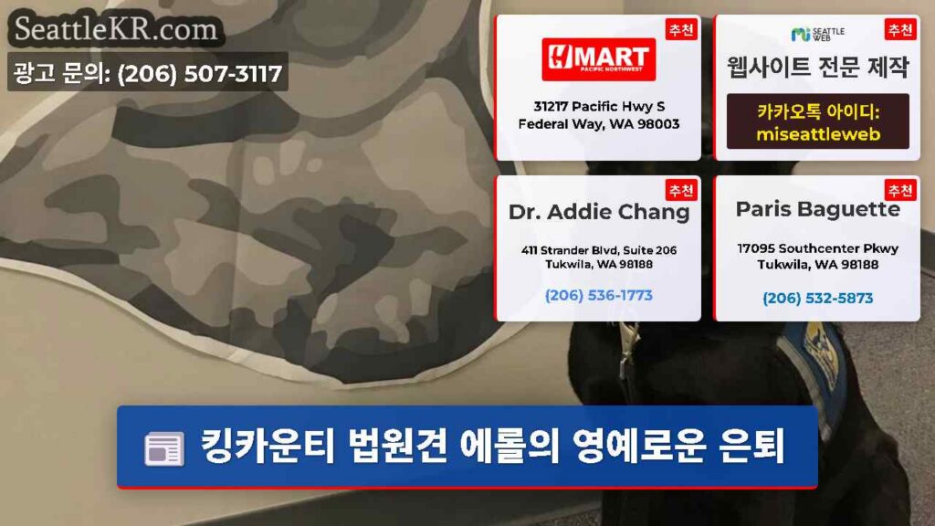 킹카운티 법원견 에롤의 영예로운 은퇴