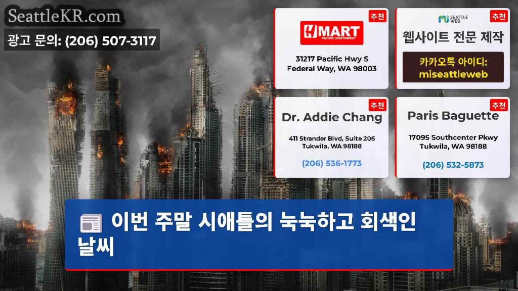 이번 주말 시애틀의 눅눅하고 회색인 날씨