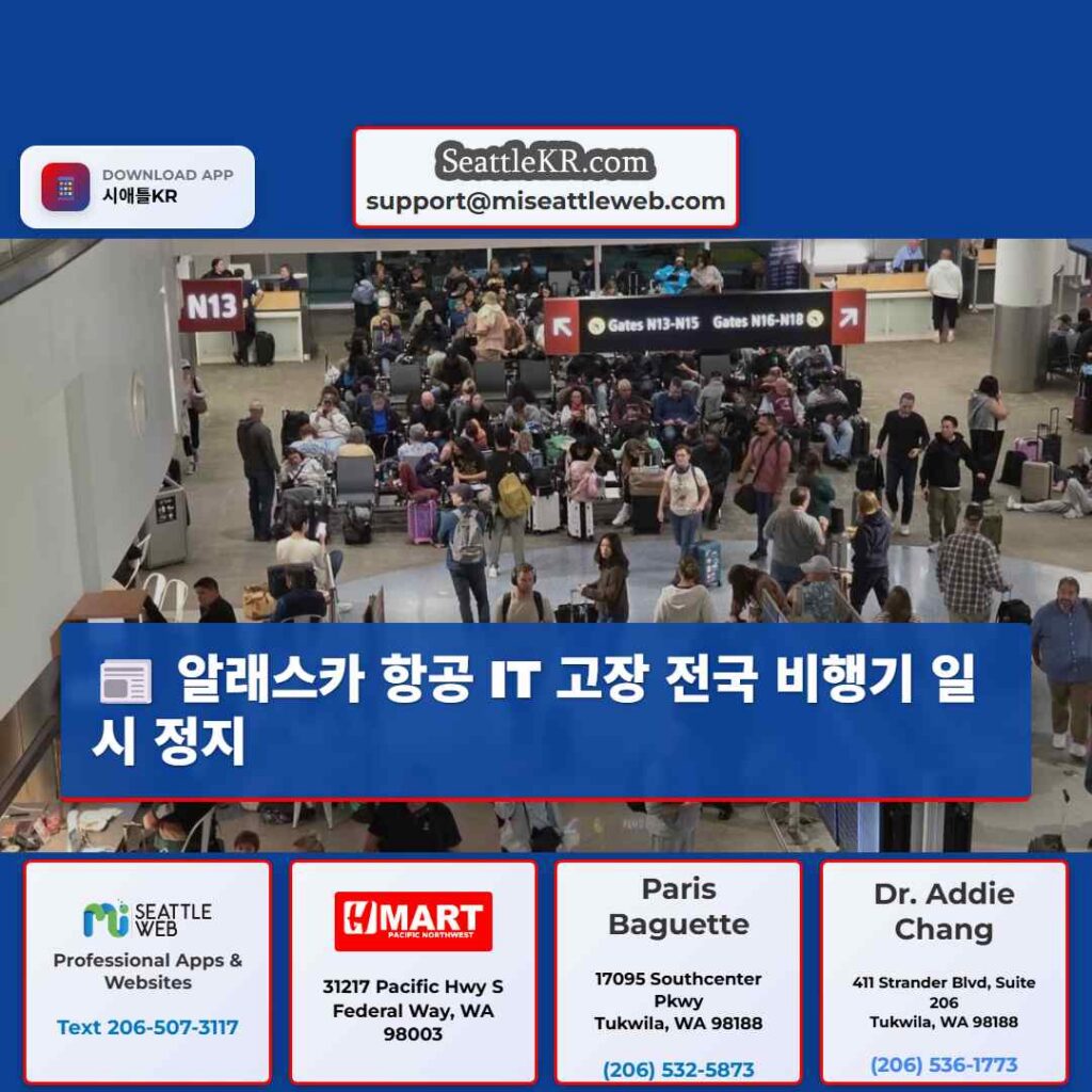 알래스카 항공 IT 고장 전국 비행기 일시 정지