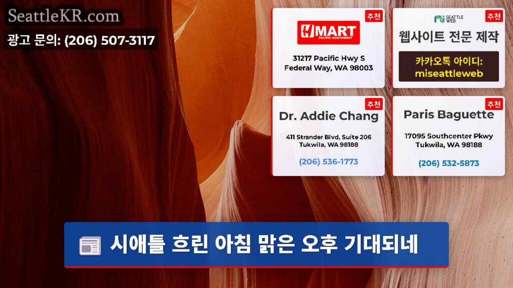 시애틀 흐린 아침 맑은 오후 기대되네