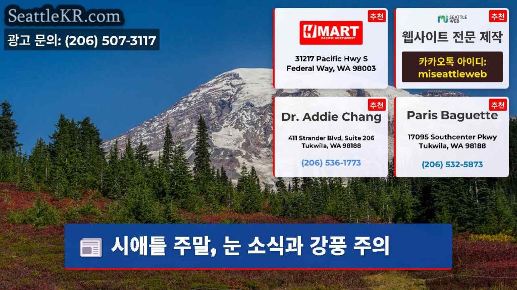 시애틀 주말, 눈 소식과 강풍 주의