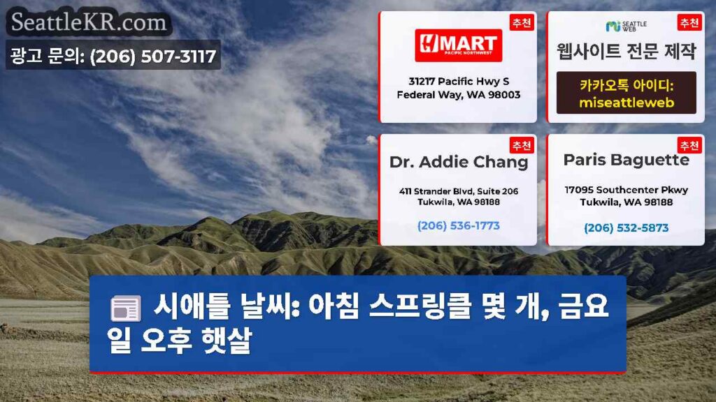 시애틀 날씨: 아침 스프링클 몇 개, 금요일 오후 햇살