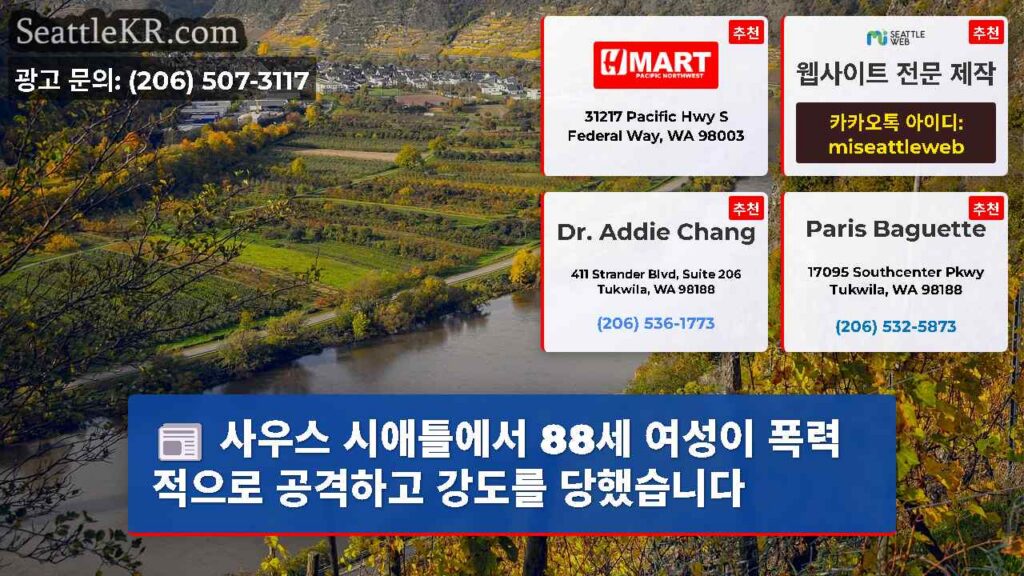 사우스 시애틀에서 88세 여성이 폭력적으로 공격하고 강도를 당했습니다