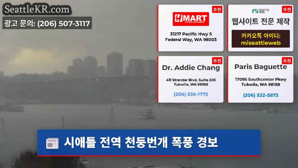 시애틀 날씨뉴스 2 시애틀 전역 천둥번개 폭풍 경보
