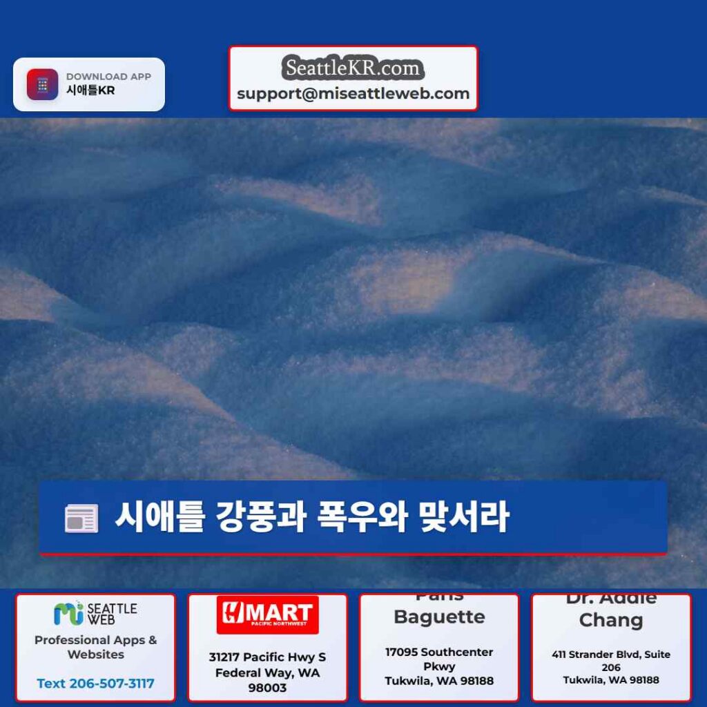 시애틀 강풍과 폭우와 맞서라