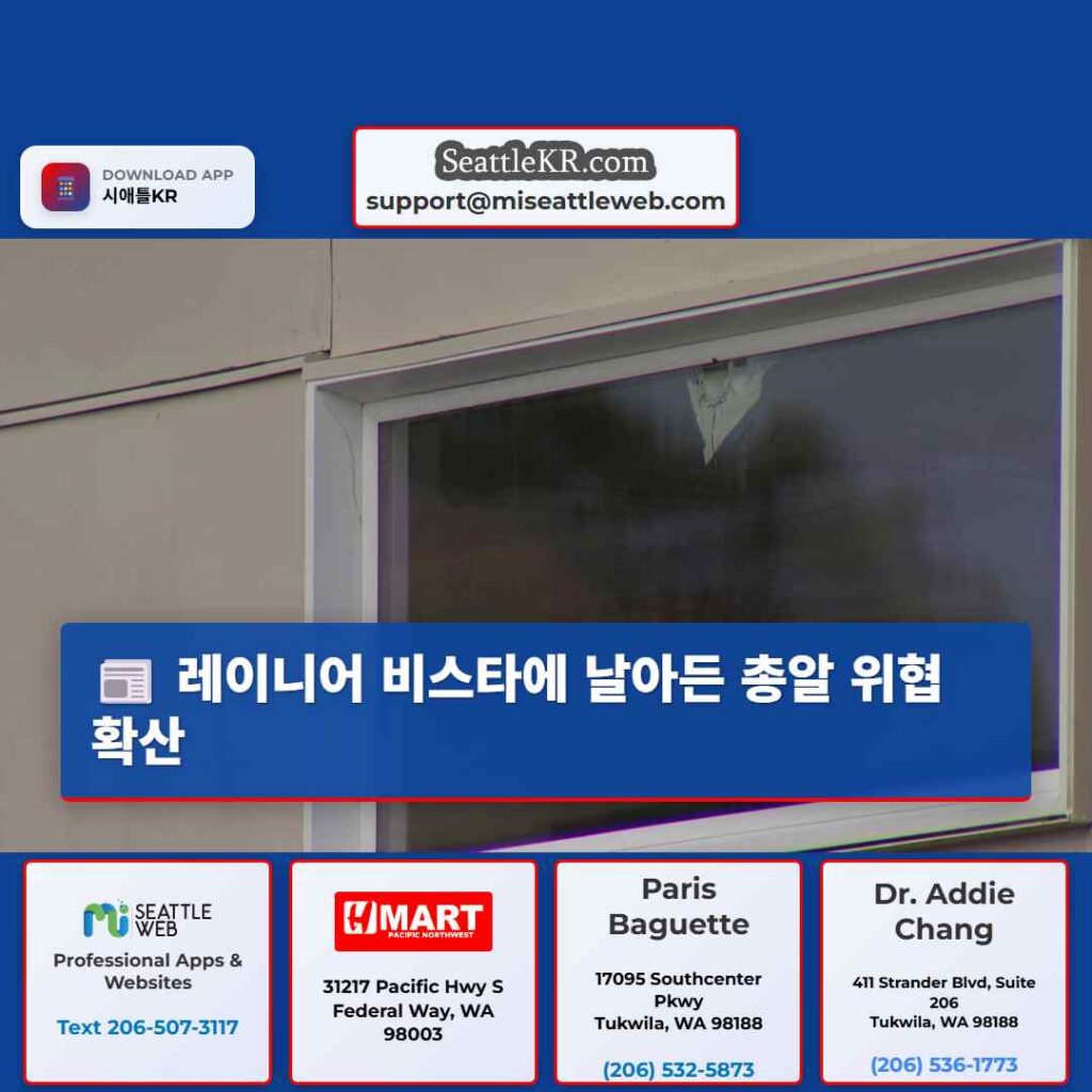 레이니어 비스타에 날아든 총알 위협 확산