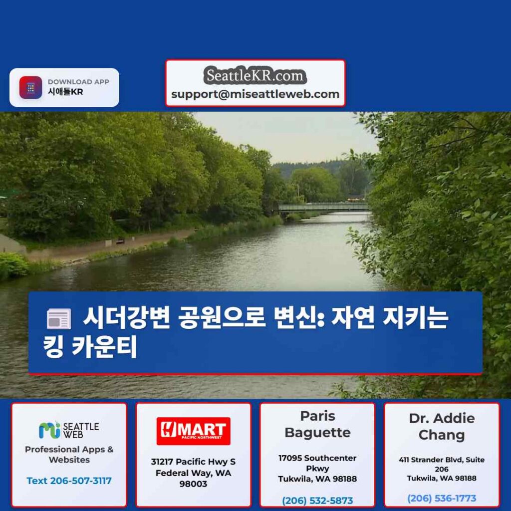시더강변 공원으로 변신: 자연 지키는 킹 카운티