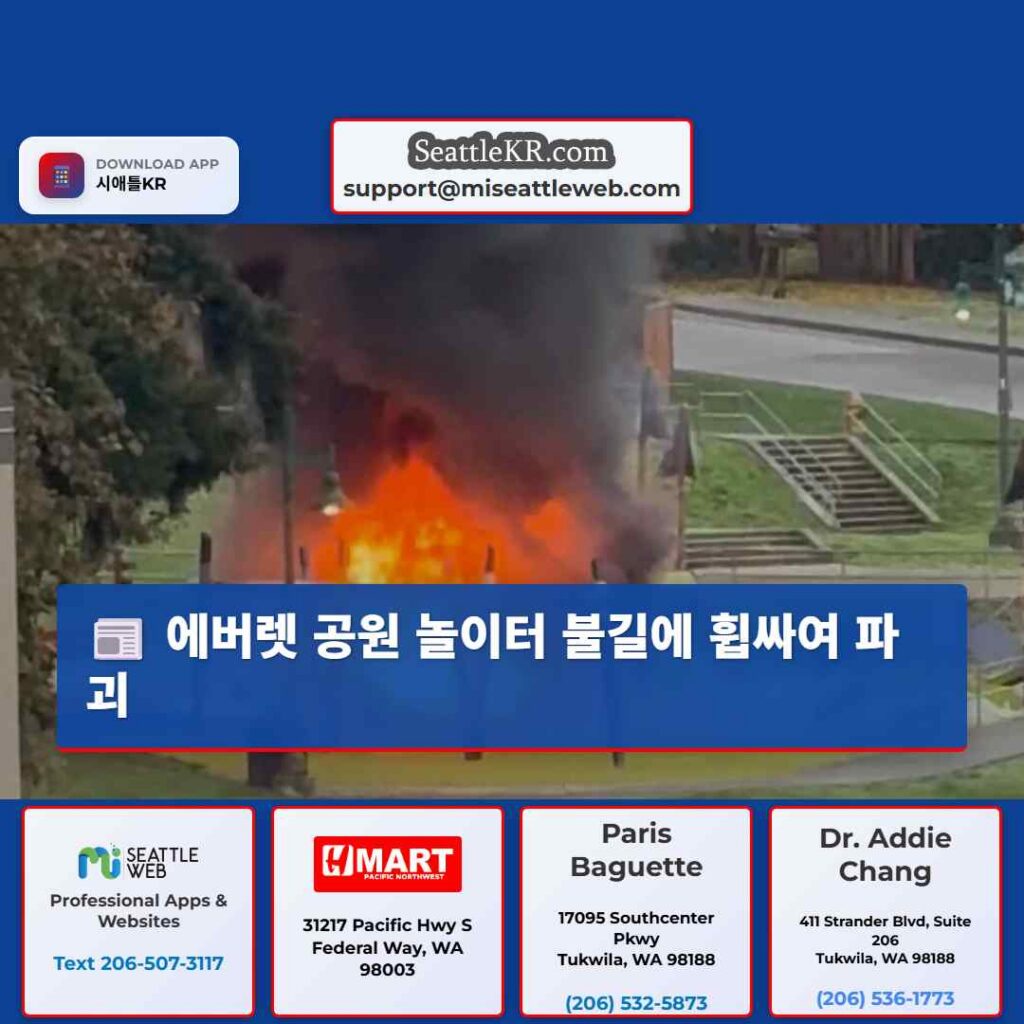 에버렛 공원 놀이터 불길에 휩싸여 파괴