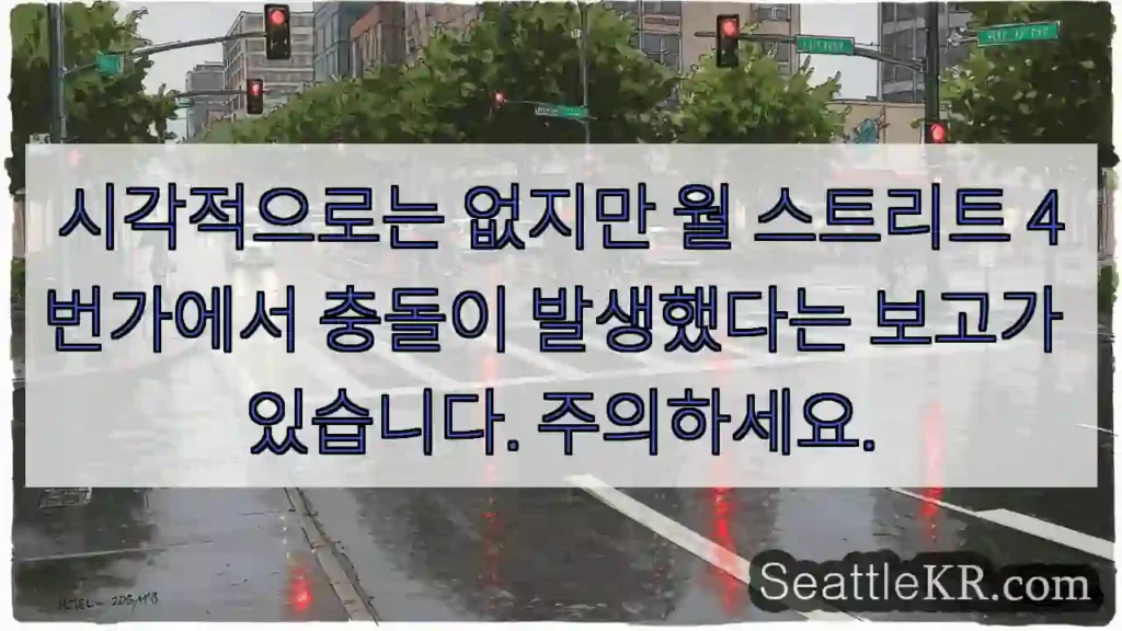 시각적으로는 없지만 월 스트리트 4번가에서 충돌이 발생했다는 보고가 있습니다. 주의하세요.