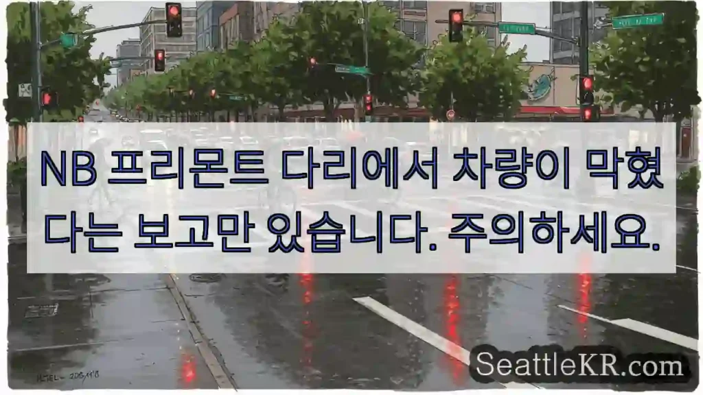 NB 프리몬트 다리에서 차량이 막혔다는 보고만 있습니다. 주의하세요.