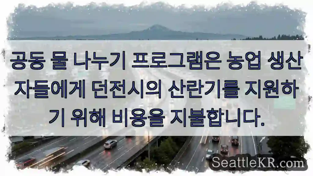공동 물 나누기 프로그램은 농업 생산자들에게 던전시의 산란기를 지원하기 위해 비용을