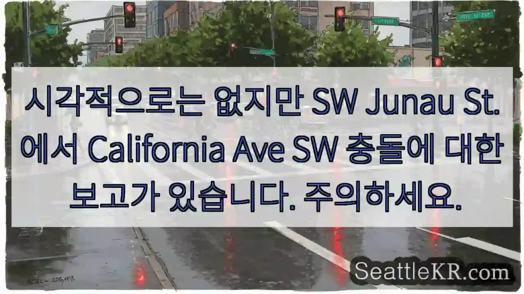시각적으로는 없지만 SW Junau St.에서 California Ave SW 충돌에