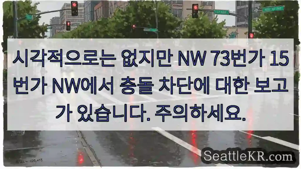 시각적으로는 없지만 NW 73번가 15번가 NW에서 충돌 차단에 대한 보고가 있습니다.