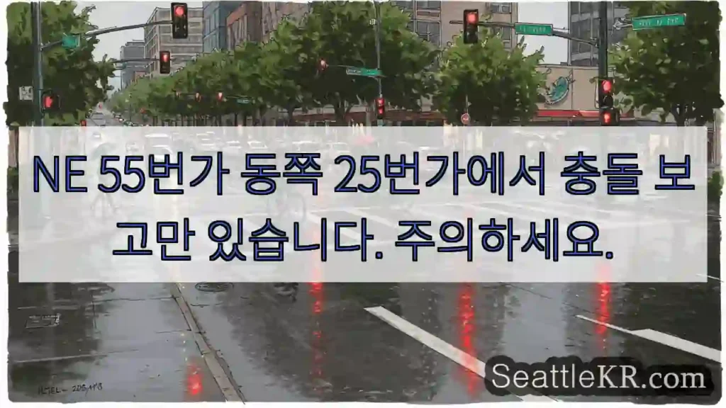 NE 55번가 동쪽 25번가에서 충돌 보고만 있습니다. 주의하세요.