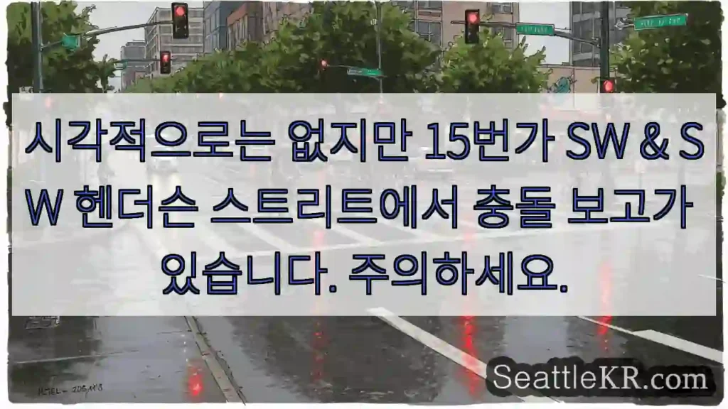 시각적으로는 없지만 15번가 SW & SW 헨더슨 스트리트에서 충돌 보고가 있습니다.
