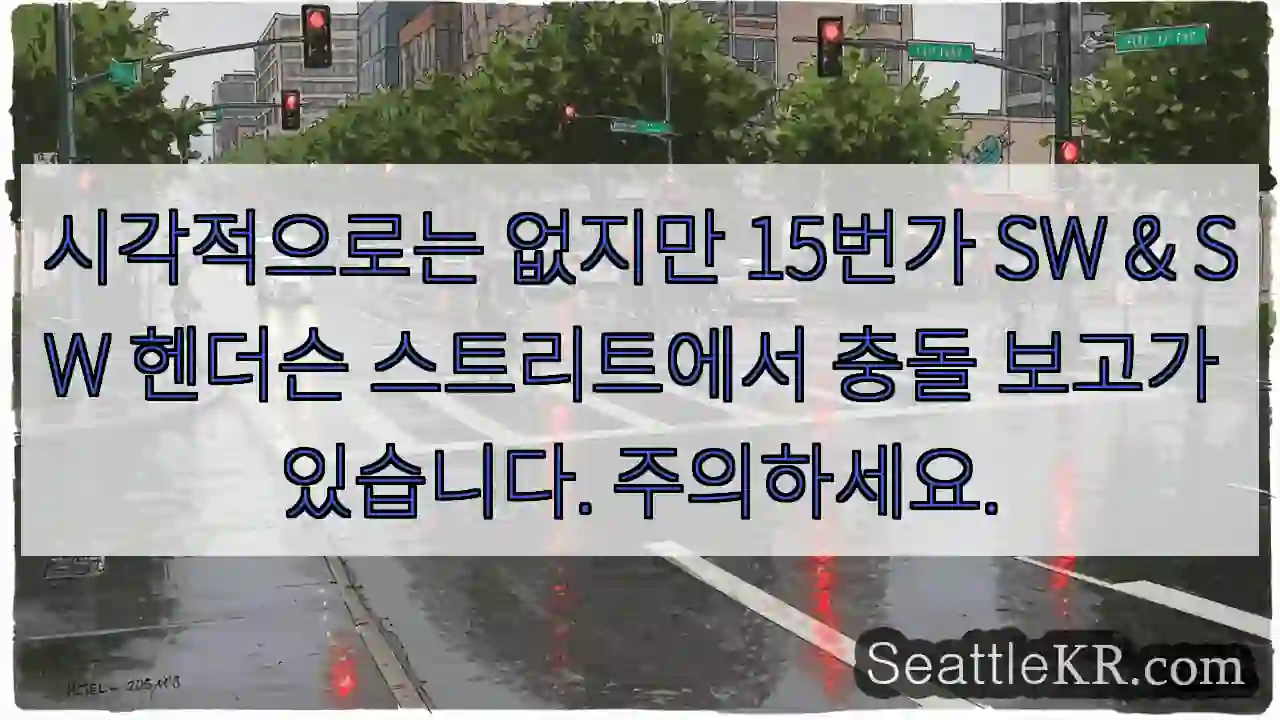 시각적으로는 없지만 15번가 SW & SW 헨더슨 스트리트에서 충돌 보고가 있습니다.