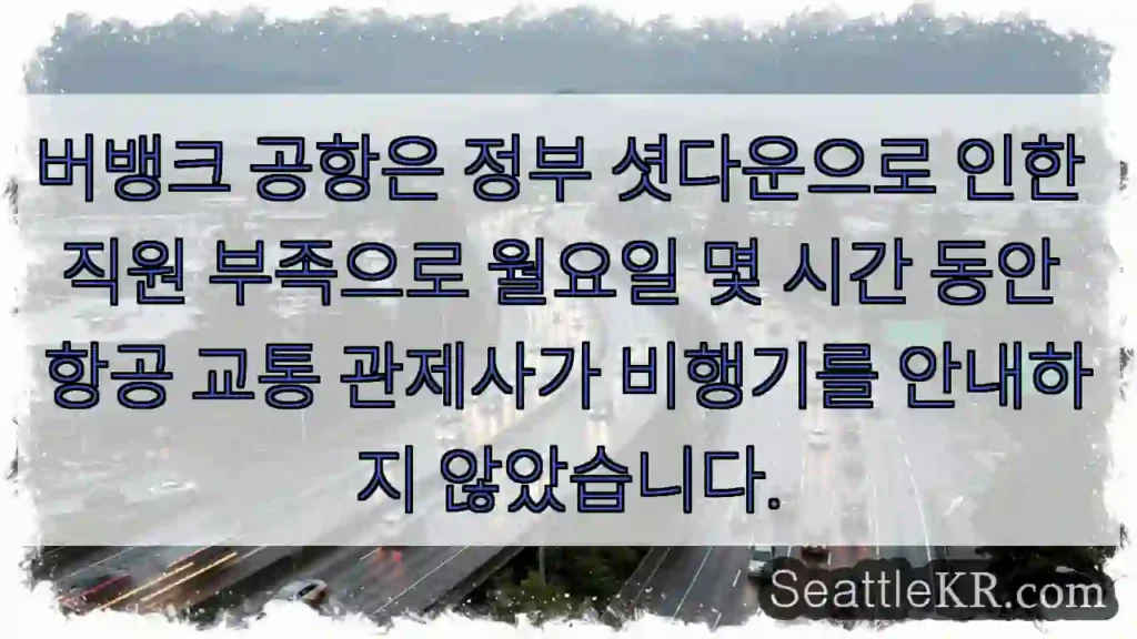 버뱅크 공항은 정부 셧다운으로 인한 직원 부족으로 월요일 몇 시간 동안 항공 교통