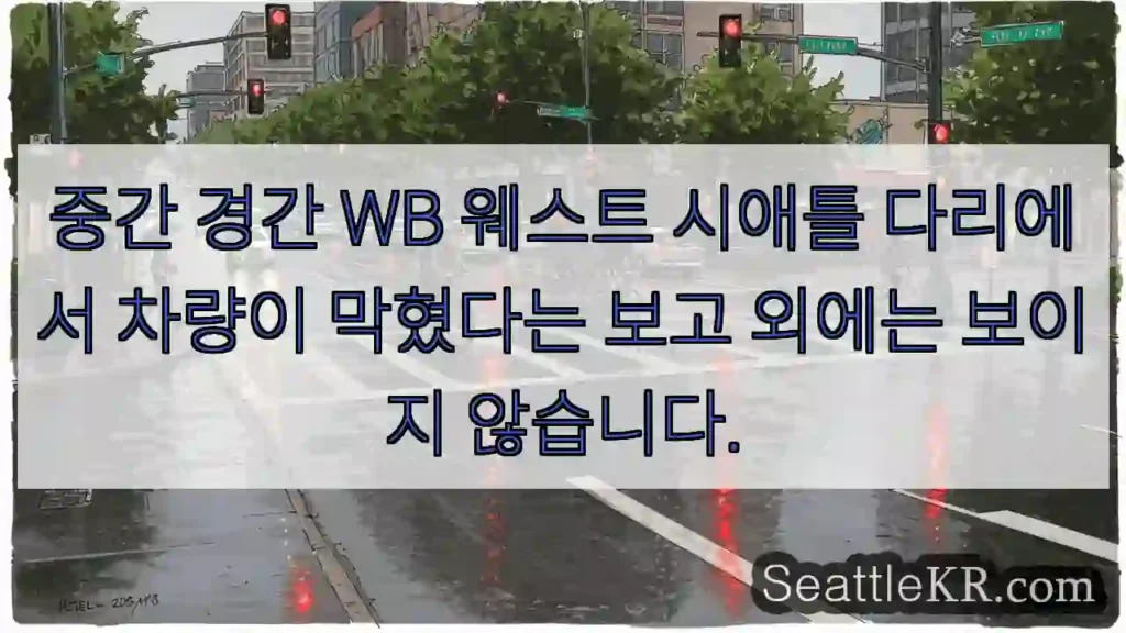 중간 경간 WB 웨스트 시애틀 다리에서 차량이 막혔다는 보고 외에는 보이지 않습니다.