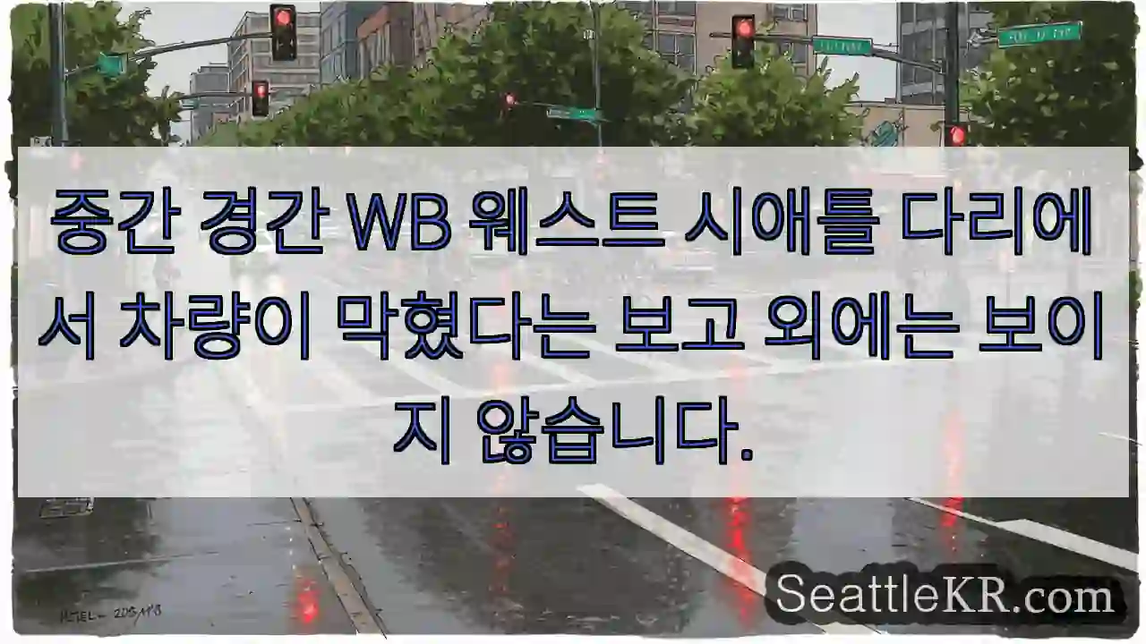 중간 경간 WB 웨스트 시애틀 다리에서 차량이 막혔다는 보고 외에는 보이지 않습니다.
