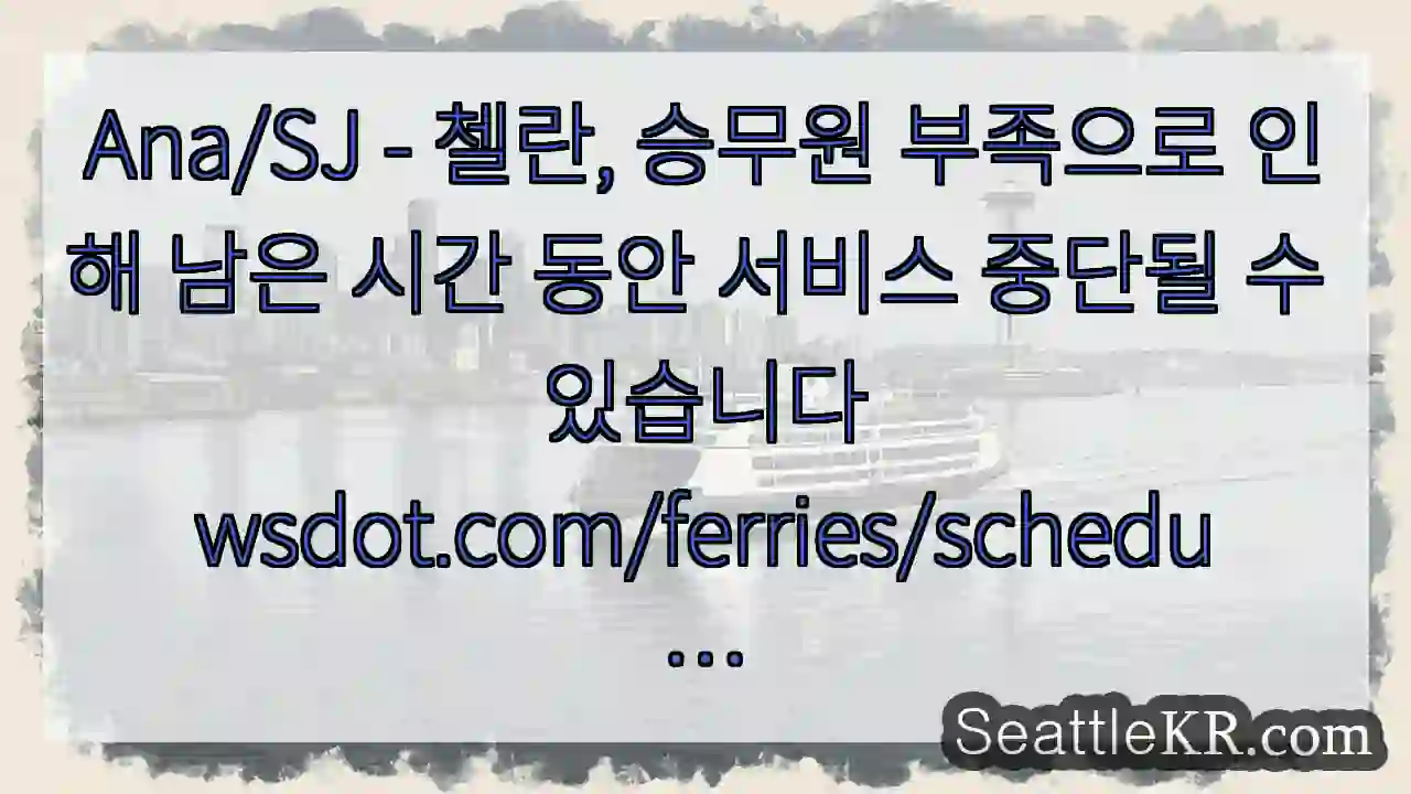 Ana/SJ - 첼란, 승무원 부족으로 인해 남은 시간 동안 서비스 중단될 수