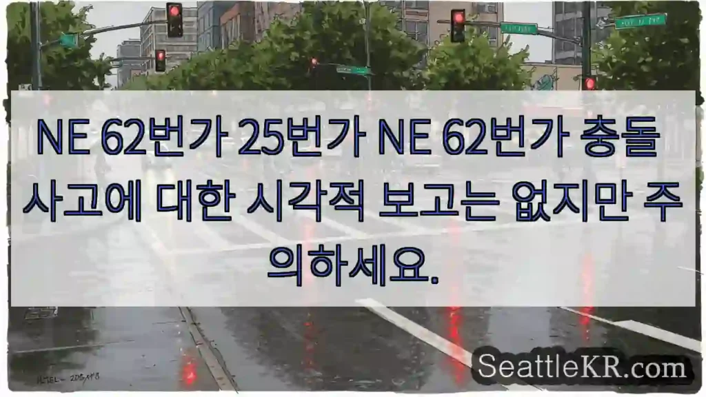 NE 62번가 25번가 NE 62번가 충돌 사고에 대한 시각적 보고는 없지만 주의하세요.