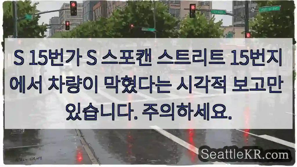 S 15번가 S 스포캔 스트리트 15번지에서 차량이 막혔다는 시각적 보고만 있습니다.