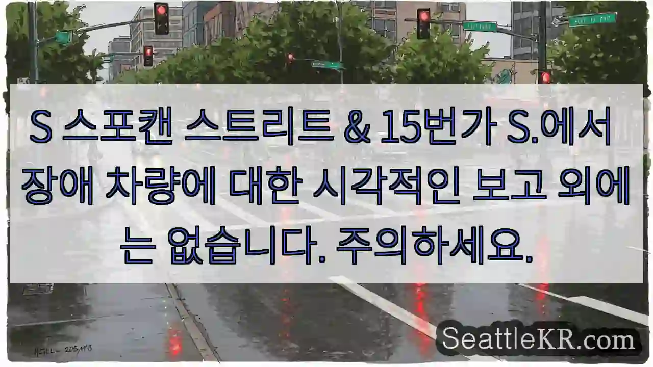S 스포캔 스트리트 & 15번가 S.에서 장애 차량에 대한 시각적인 보고 외에는