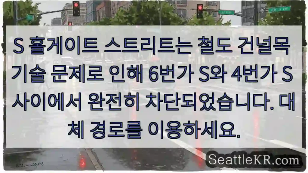 S 홀게이트 스트리트는 철도 건널목 기술 문제로 인해 6번가 S와 4번가 S 사이에서
