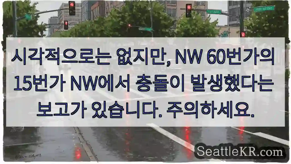시각적으로는 없지만, NW 60번가의 15번가 NW에서 충돌이 발생했다는 보고가