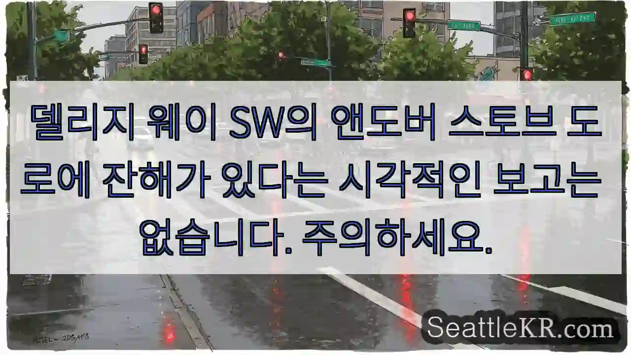 델리지 웨이 SW의 앤도버 스토브 도로에 잔해가 있다는 시각적인 보고는 없습니다.