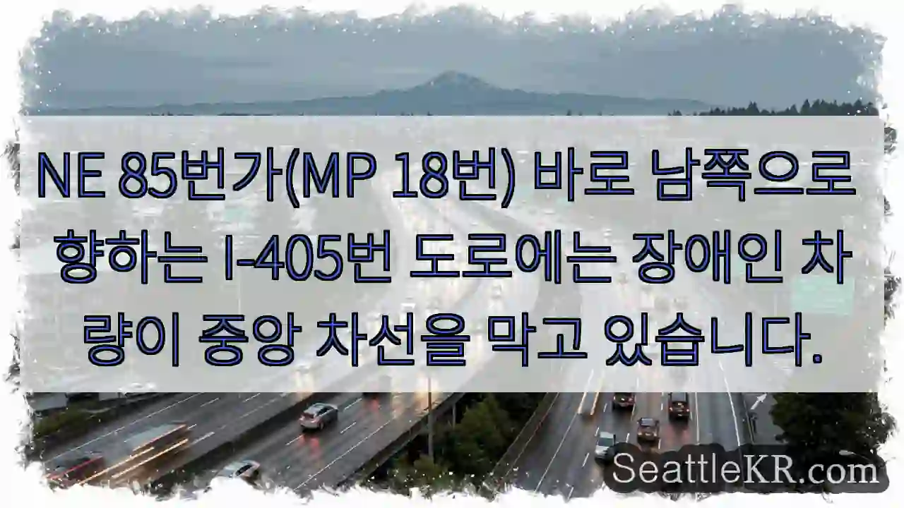 NE 85번가(MP 18번) 바로 남쪽으로 향하는 I-405번 도로에는 장애인 차량이