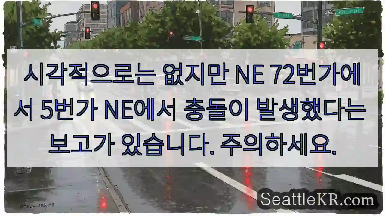 시각적으로는 없지만 NE 72번가에서 5번가 NE에서 충돌이 발생했다는 보고가 있습니다.