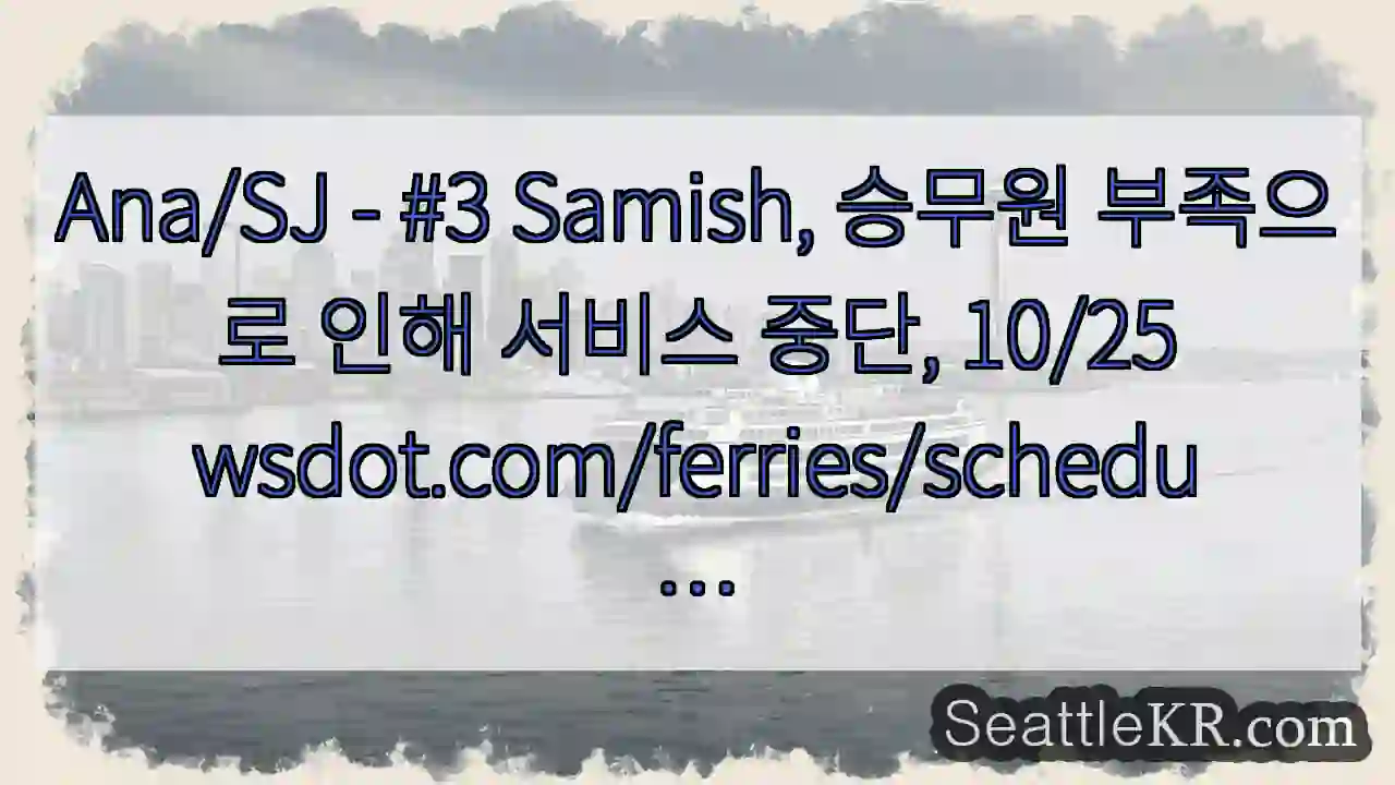 Ana/SJ - #3 Samish, 승무원 부족으로 인해 서비스 중단, 1 Ana/SJ - #3 Samish, 승무원 부족으로 인해 서비스 중단,