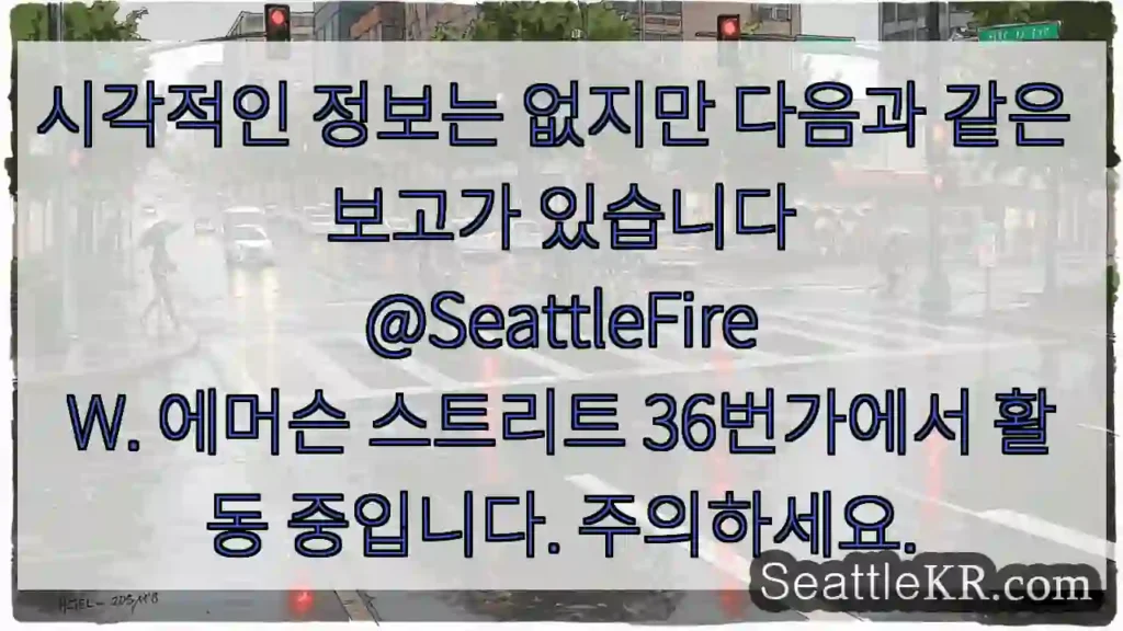 시각적인 정보는 없지만 다음과 같은 보고가 있습니다 @SeattleFire W. 에머슨