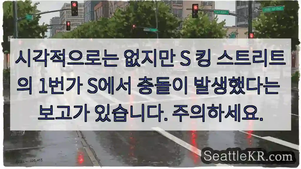 시각적으로는 없지만 S 킹 스트리트의 1번가 S에서 충돌이 발생했다는 보고가 있습니다.