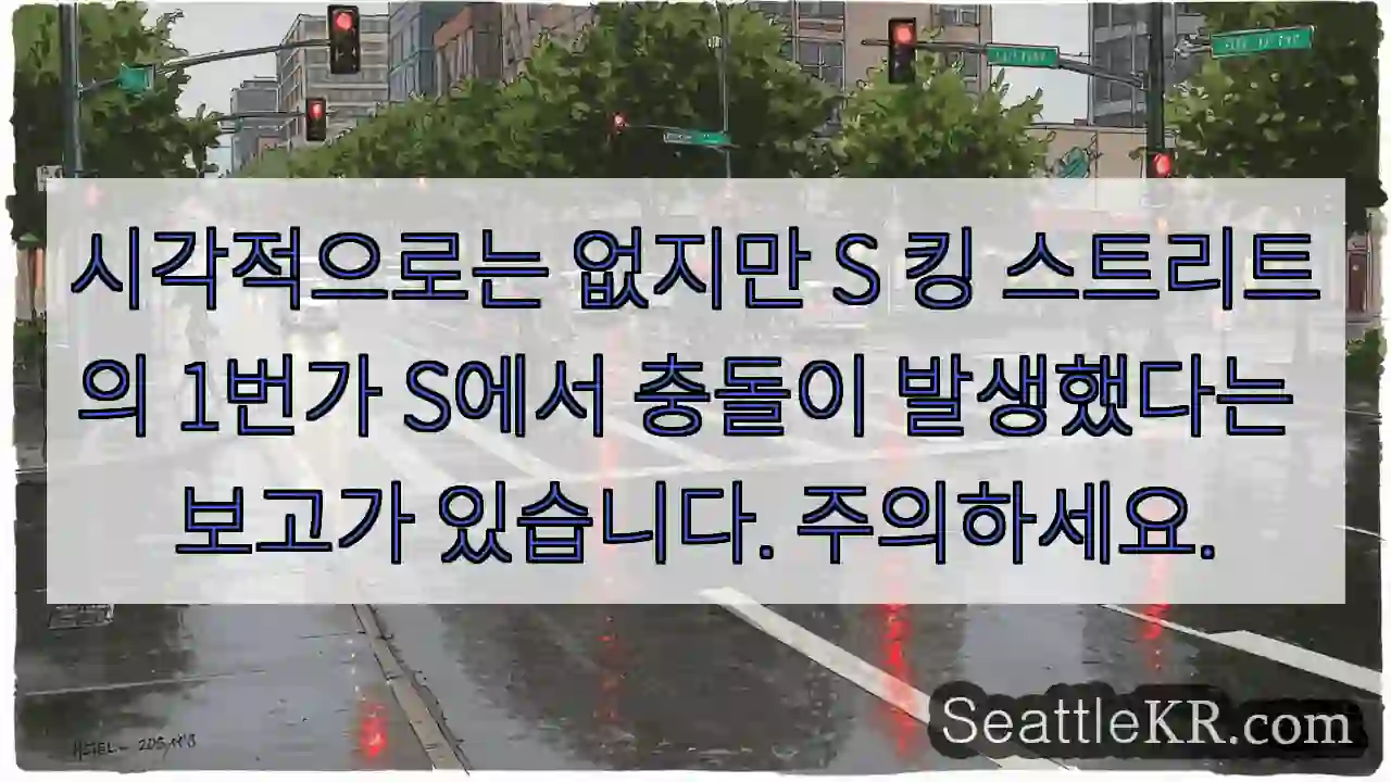 시각적으로는 없지만 S 킹 스트리트의 1번가 S에서 충돌이 발생했다는 보고가 있습니다.