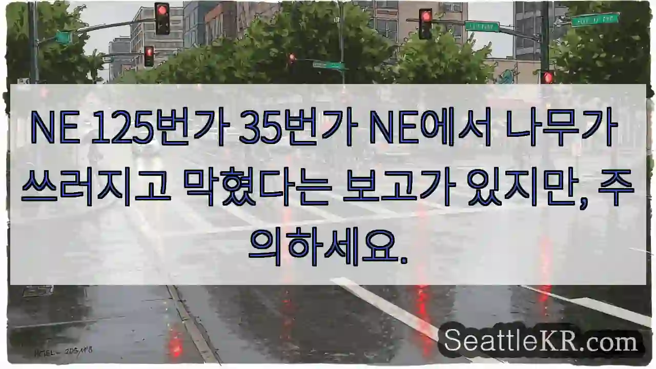 NE 125번가 35번가 NE에서 나무가 쓰러지고 막혔다는 보고가 있지만, 주의하세요.