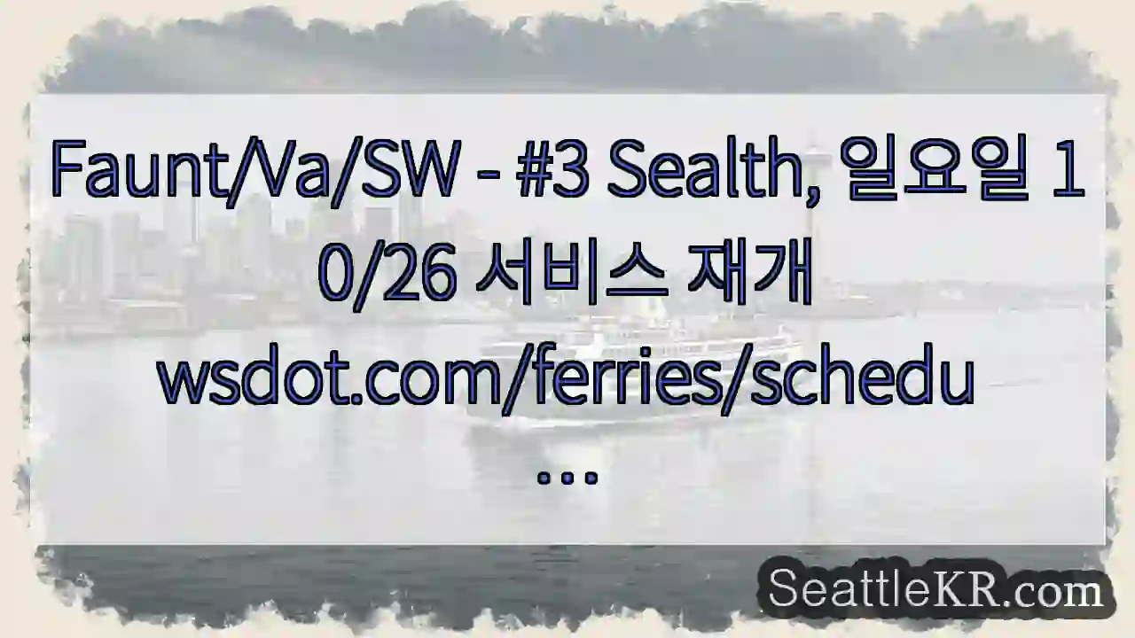 Faunt/Va/SW - #3 Sealth, 일요일 10/26 서비스