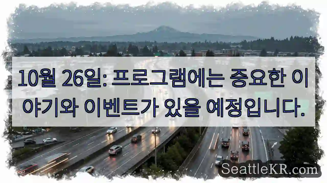 10월 26일: 프로그램에는 중요한 이야기와 이벤트가 있을 예정입니다.
