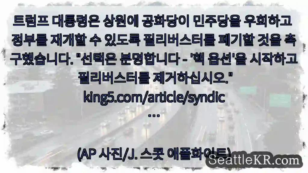 트럼프 대통령은 상원에 공화당이 민주당을 우회하고 정부를 재개할 수 있도록 필리버스터를