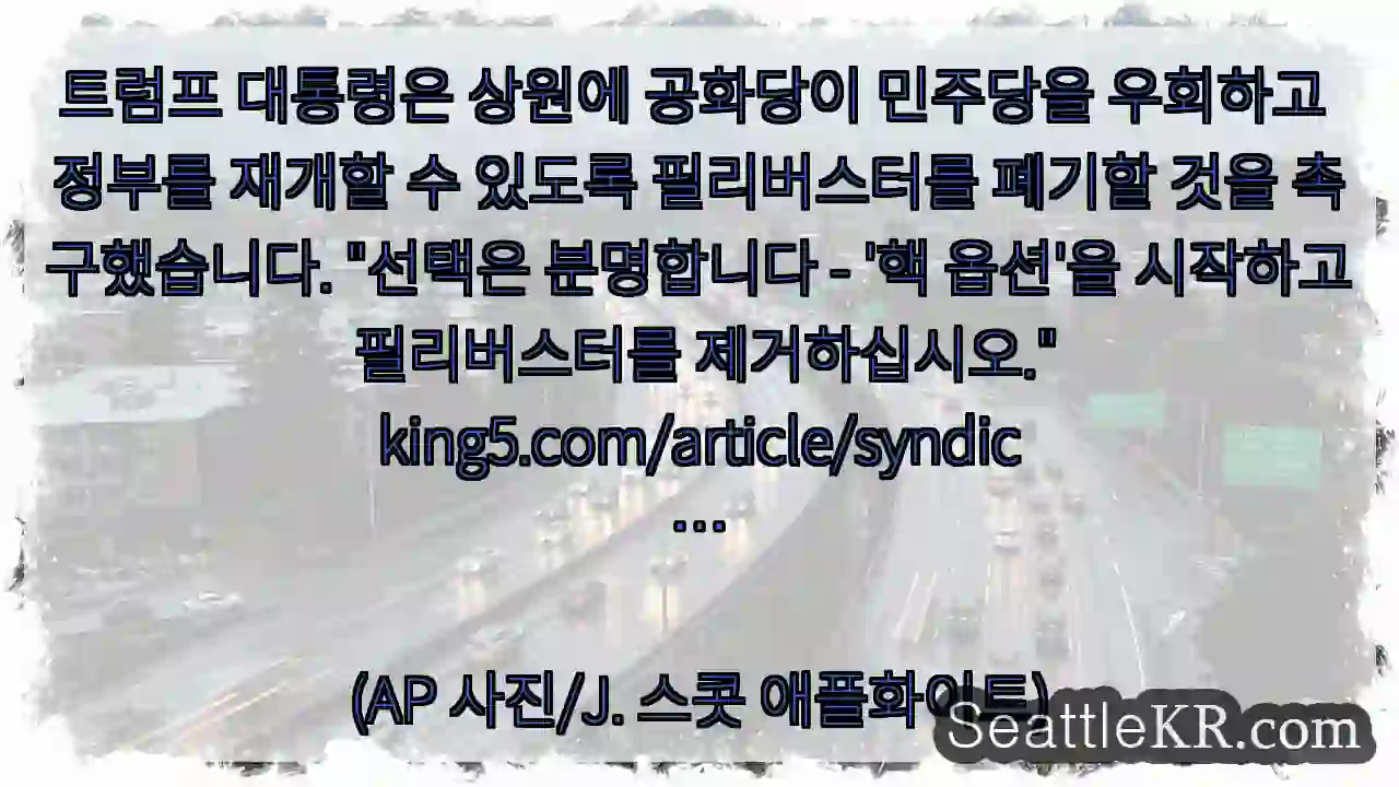 트럼프 대통령은 상원에 공화당이 민주당을 우회하고 정부를 재개할 수 있도록 필리버스터를