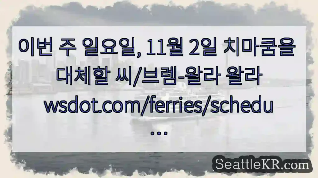 이번 주 일요일, 11월 2일 치마쿰을 대체할 씨/브렘-왈라