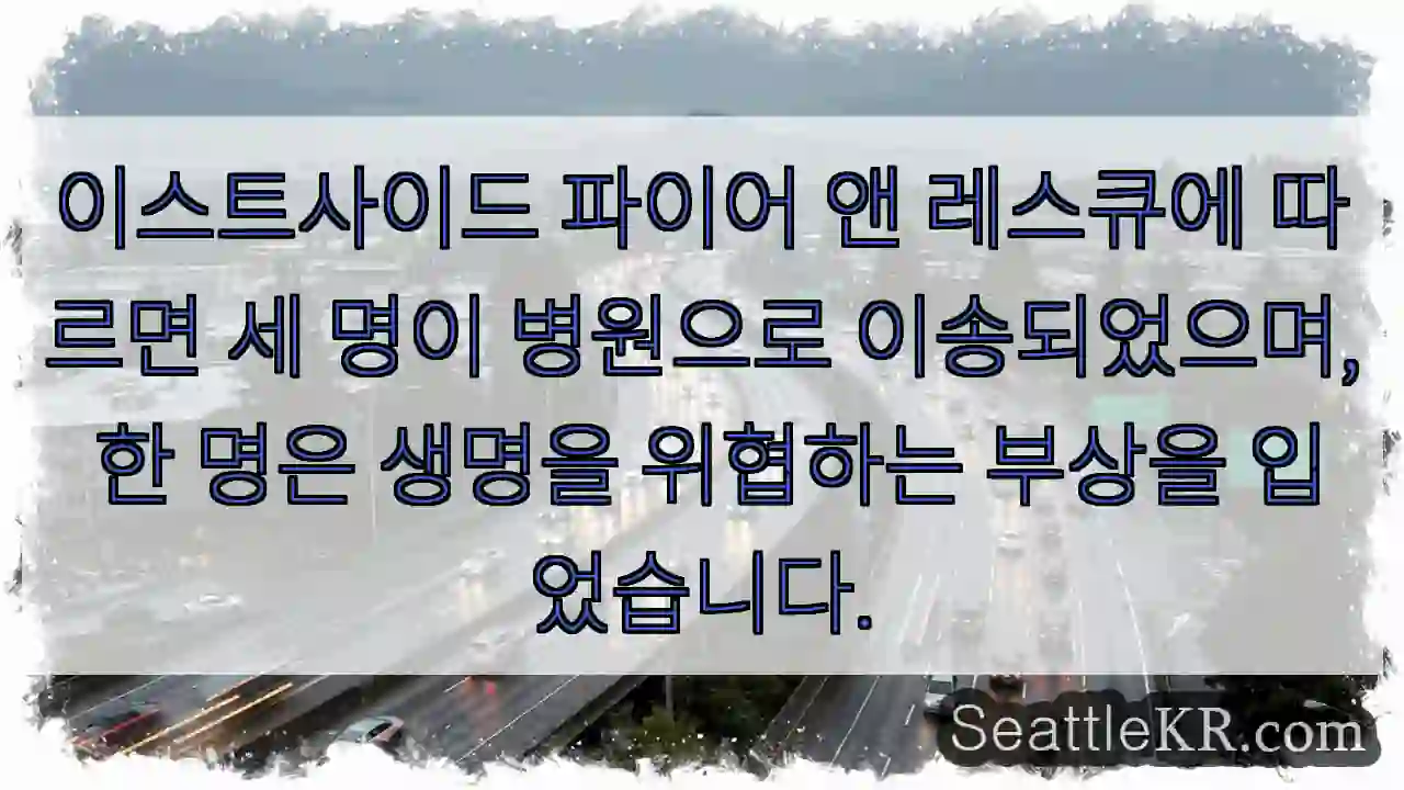 이스트사이드 파이어 앤 레스큐에 따르면 세 명이 병원으로 이송되었으며, 한 명은 생명을