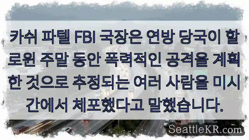 카쉬 파텔 FBI 국장은 연방 당국이 할로윈 주말 동안 폭력적인 공격을 계획한 것으로