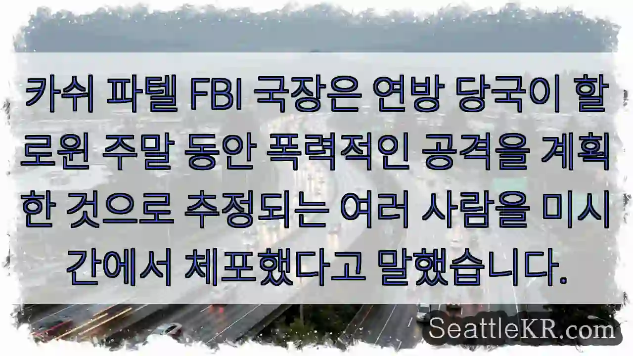 카쉬 파텔 FBI 국장은 연방 당국이 할로윈 주말 동안 폭력적인 공격을 계획한 것으로