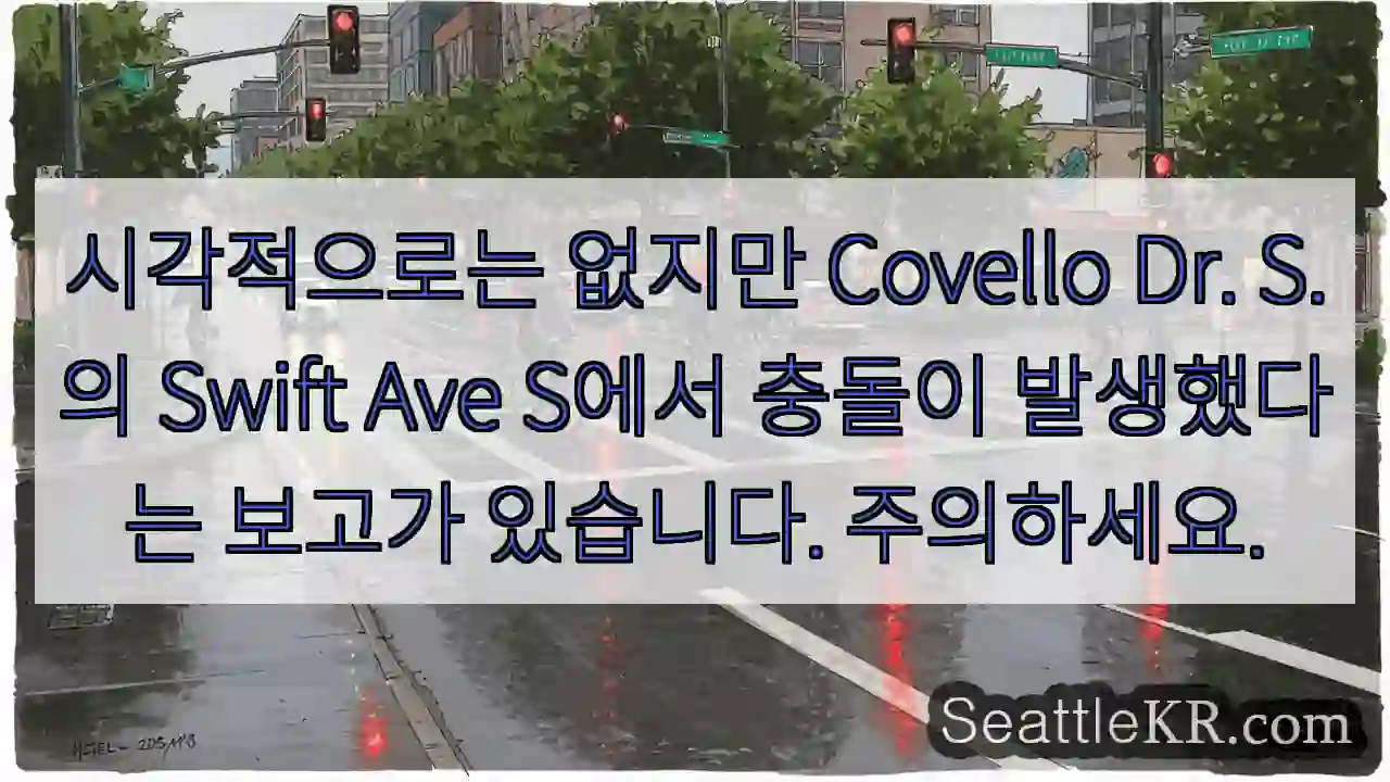 시각적으로는 없지만 Covello Dr. S.의 Swift Ave S에서 충돌이
