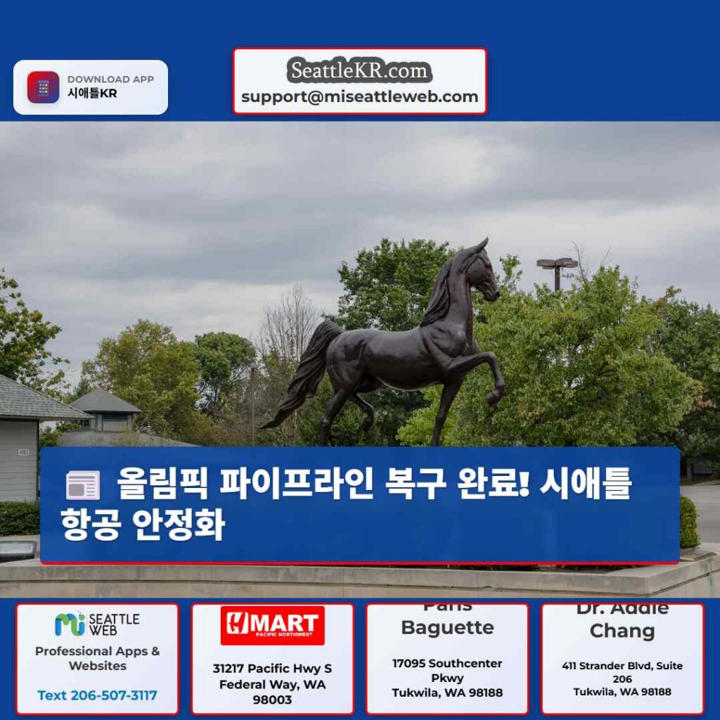 올림픽 파이프라인 복구 완료! 시애틀 항공 안정화