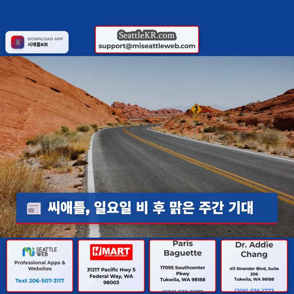 씨애틀, 일요일 비 후 맑은 주간 기대