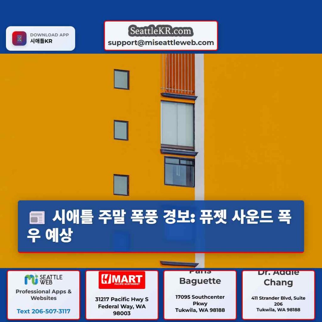 시애틀 주말 폭풍 경보: 퓨젯 사운드 폭우 예상